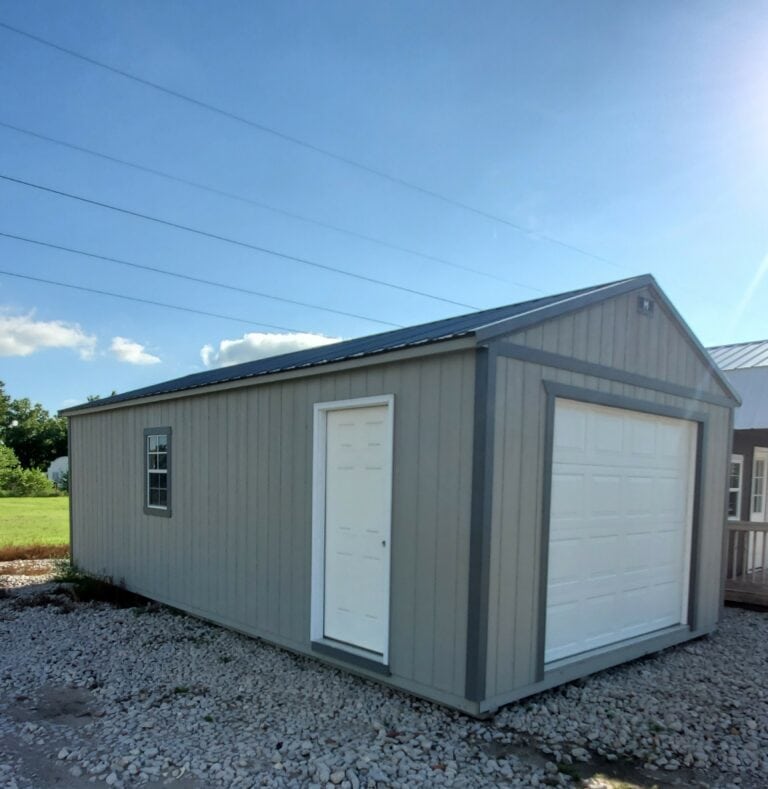 14x28 Ash Gray and Charcoal Garage Front Left